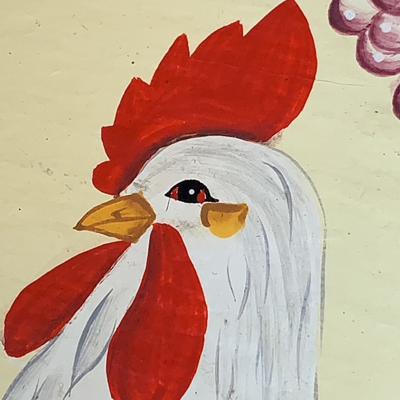 Hand painted Rooster on stone w/leather loop - Picture 10 of 11